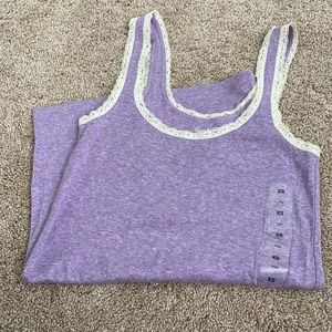 NWOT GAP Lavender Lace Trim Tank XS